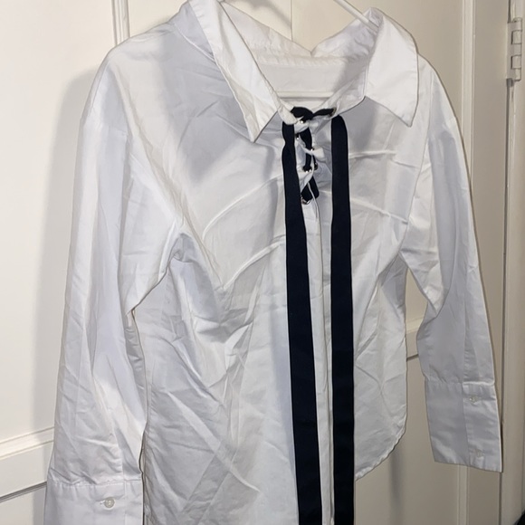 Zara XS White Tie Neck Blouse - Picture 12 of 13